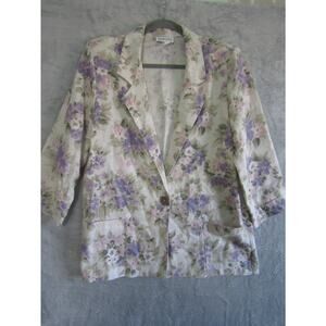 Apparenza Women’s Vintage Floral Linen Blend Blazer Jacket Size M – Made in USA